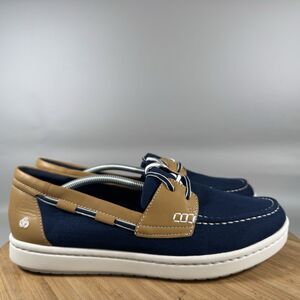 Clarks Cloudsteppers Step Glow Light Boat Shoes Womens 10 M Blue Tan Casual NEW